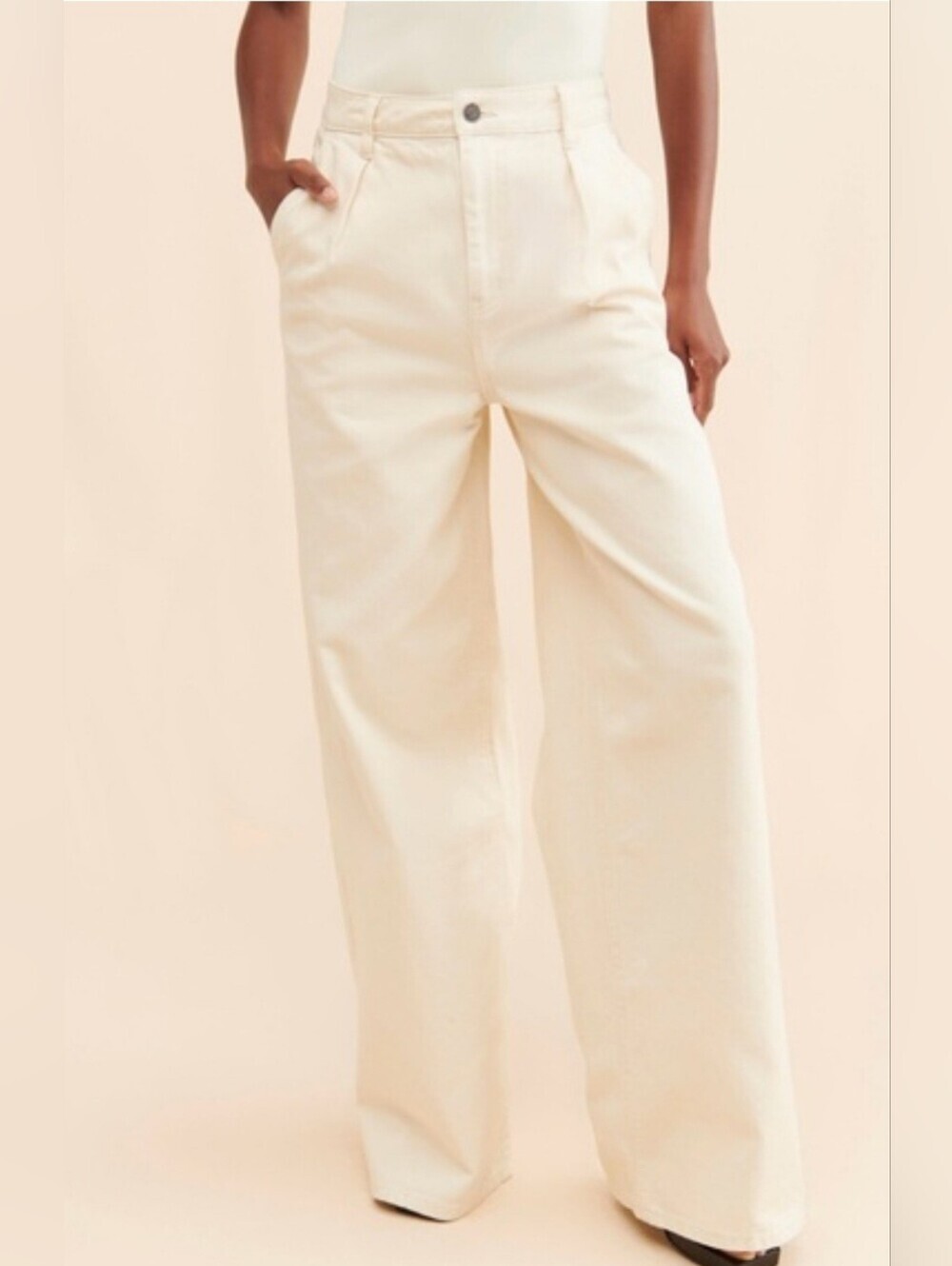 AFRM Turner Jeans Wide-Leg High-Waist Off White Pants Size 28
